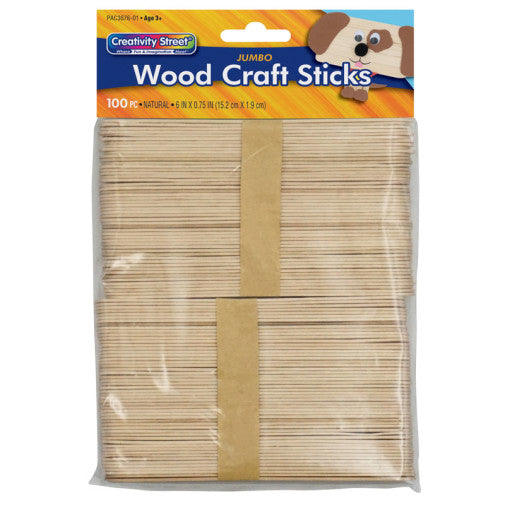 CRAFT STICKS: Jumbo, 3/4"x6", Natural, 100/pk