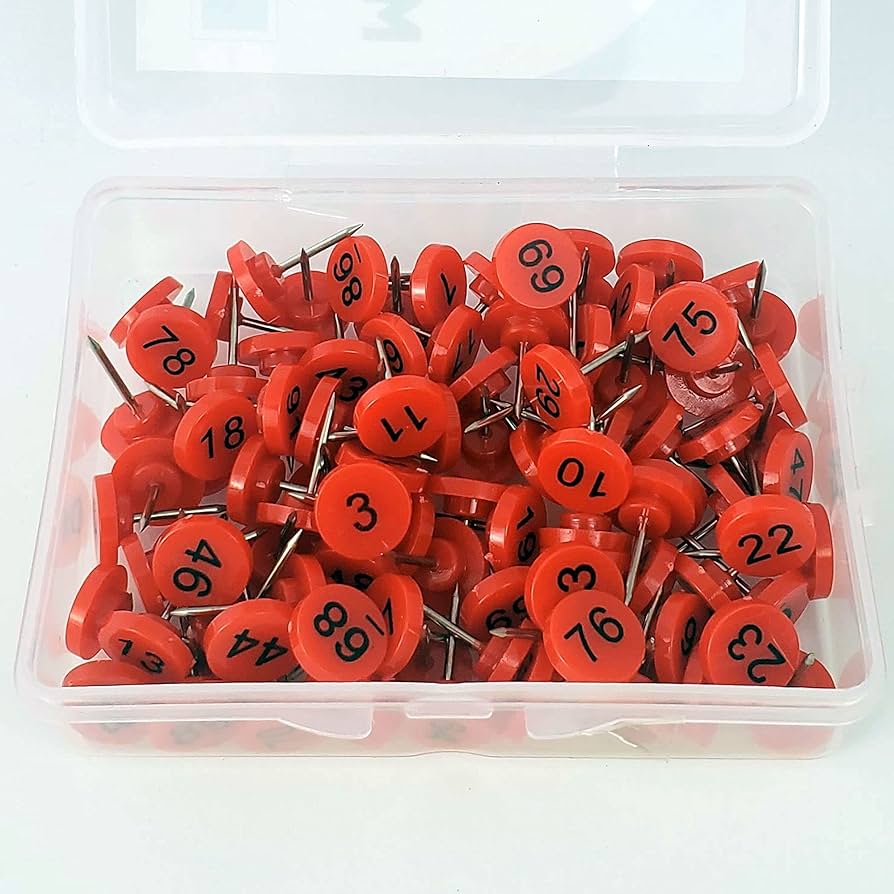 TACKS: Map, Red, 100/box