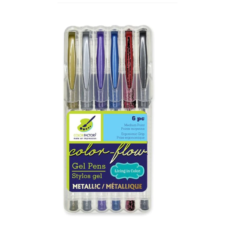 GEL PENS- METALLIC COLORS- 6 PK.