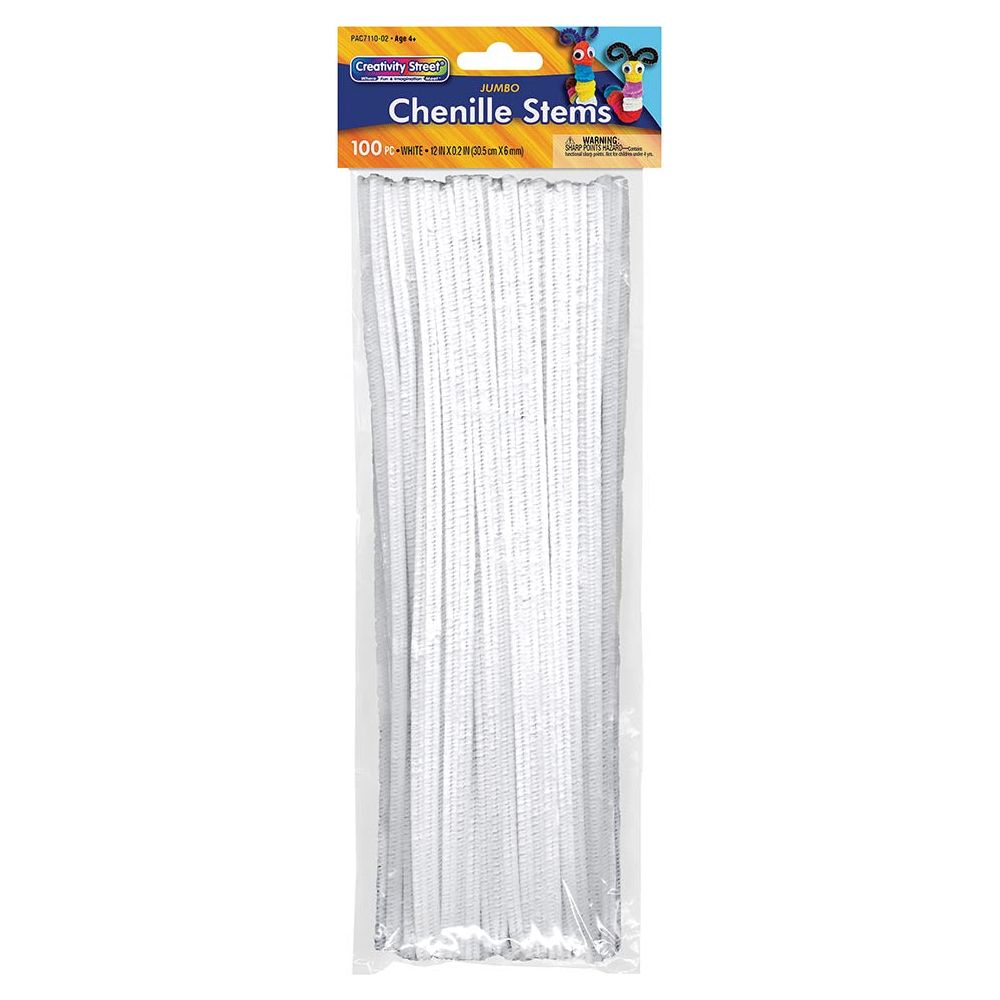 CHENILLE STEMS & PIPE CLEANERS: Pipe Cleaner, 12", white