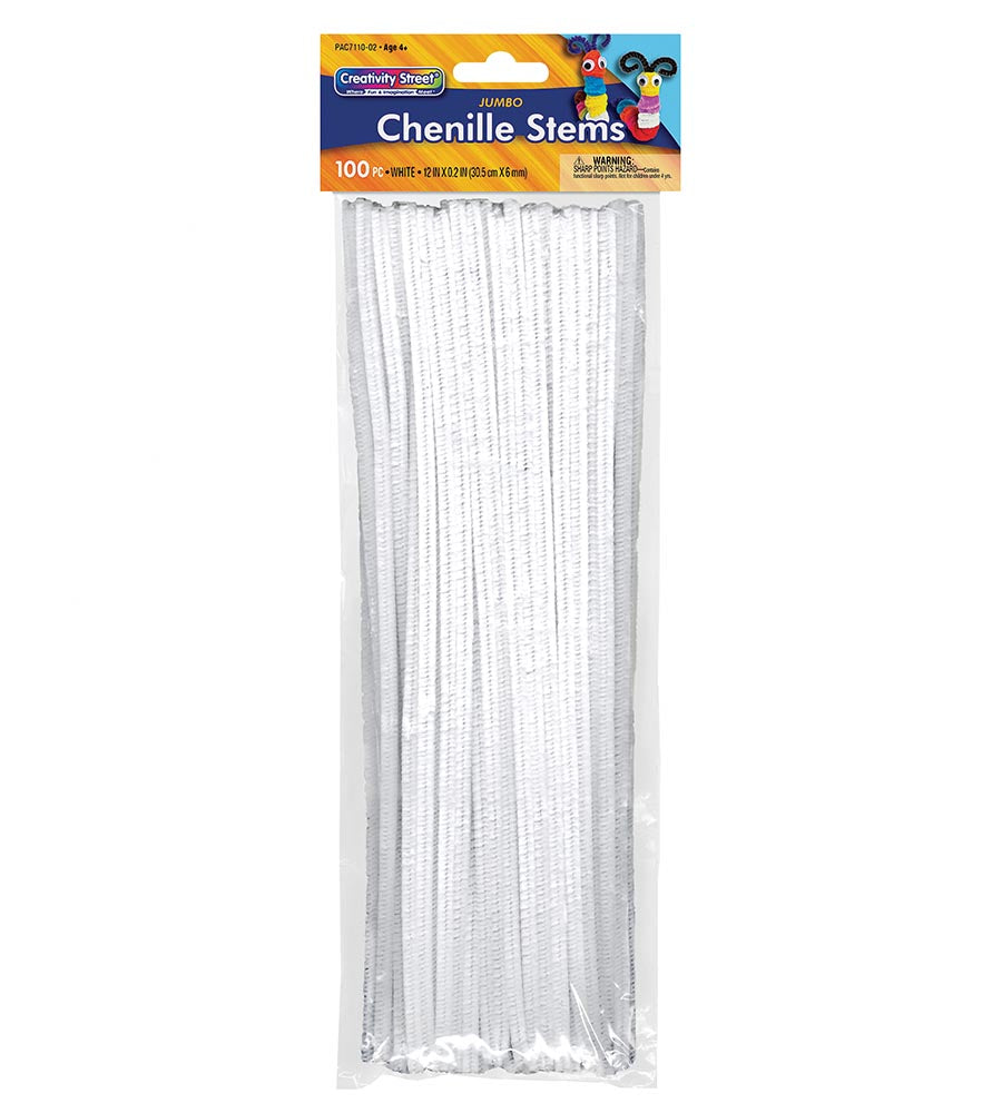 CHENILLE STEMS & PIPE CLEANERS: Pipe Cleaner, 12", white