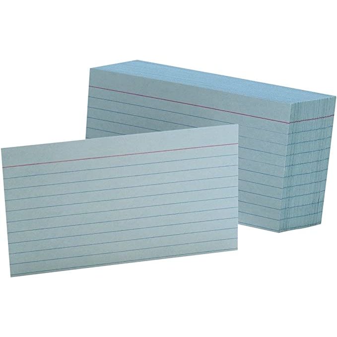 4" x 6" Index Cards, Blank, Blue, 100/Pack