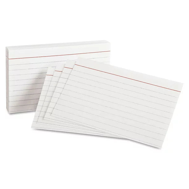 WHITE INDEX CARDS 3″ X 5″ RULED 100CT