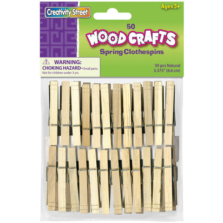 Clothespin, Spring 3.375In Nat 50Count