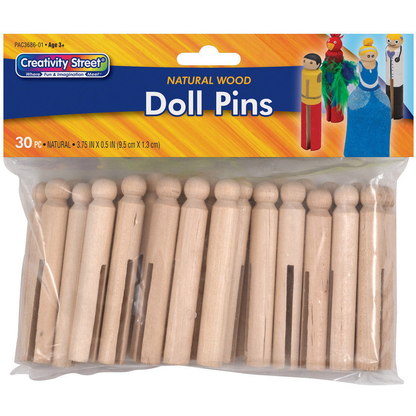 PINS: Wooden Doll Pins, 30/pk