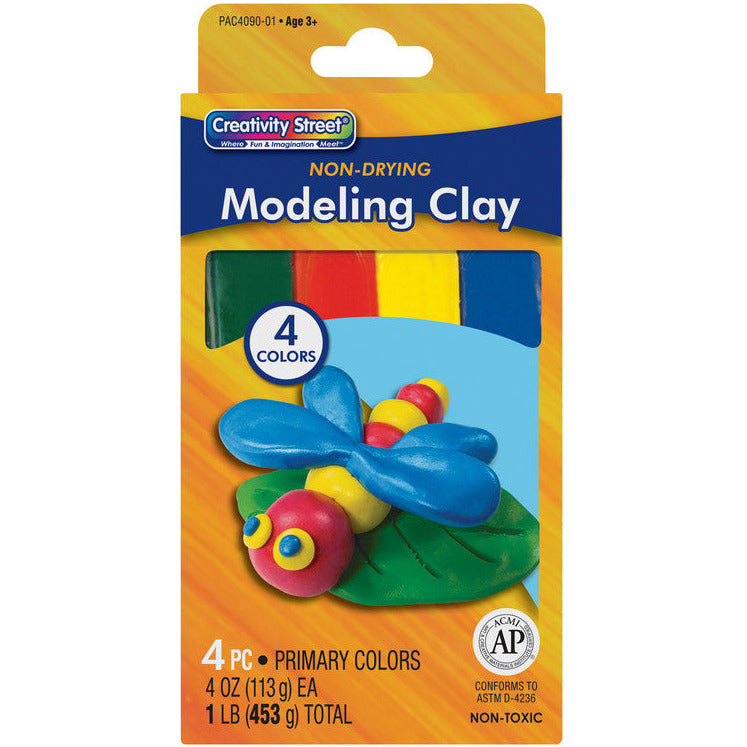 CLAY: Modeling Clay, 4 4-oz pouches; red,blue,green & yellow